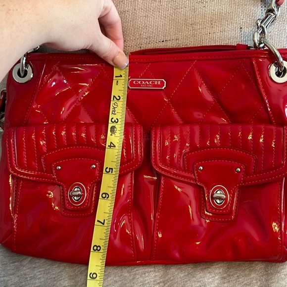 Coach Cherry Red Liquid Gloss Hippie Legacy Patent Poppy Handbag - Picture 8 of 8
